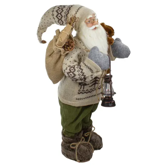 Northlight 2' Standing Santa Christmas Figure with a Plush Bear and Lantern Brown {5}