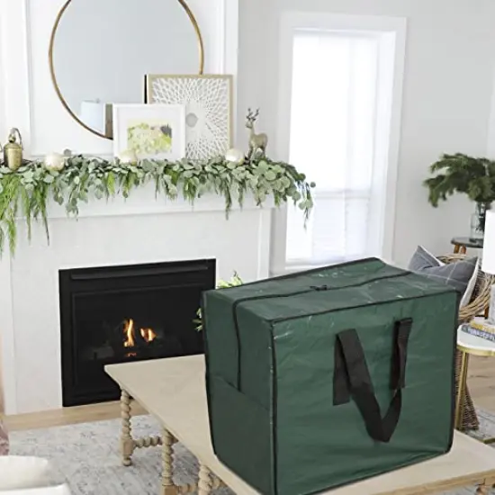 ProPik Christmas Ornaments Storage, Holiday Accessories Bag Tear-Proof Tarp 18 X 10 X 15 with Handles and Full Length Zipper (Green) {3}