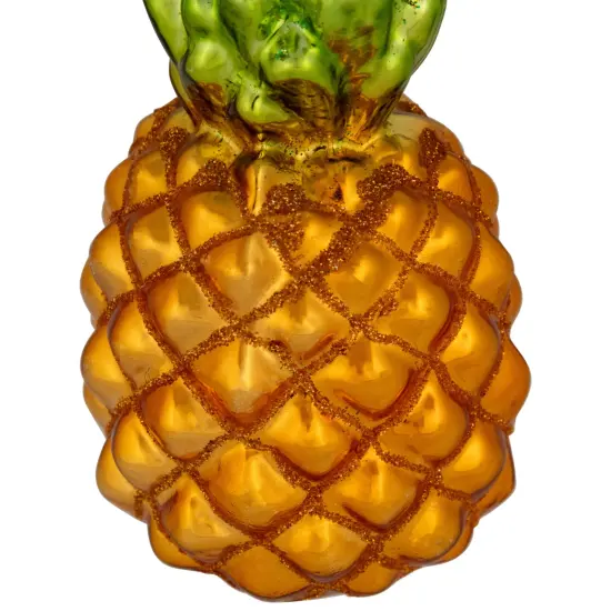 Northlight 4.75" Glittered Pineapple Glass Christmas Hanging Ornament Bronze {6}