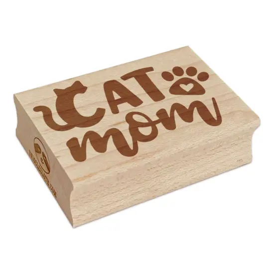 Cat Mom Paw Print Rectangle Rubber Stamp for Stamping Crafting {7}