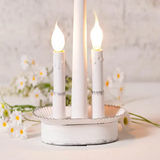 Irvins Country Tinware Oval Double Accent Light in Rustic White {4}