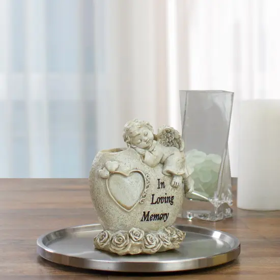 Northlight 6.5" Gray Sleeping Angel "In Loving Memory" Outdoor Garden Statue {3}