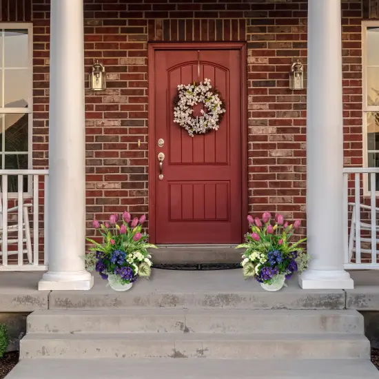 Northlight Real Touch&trade; Purple Artificial Tulip Floral Bundles, Set of 6 - 18" {3}