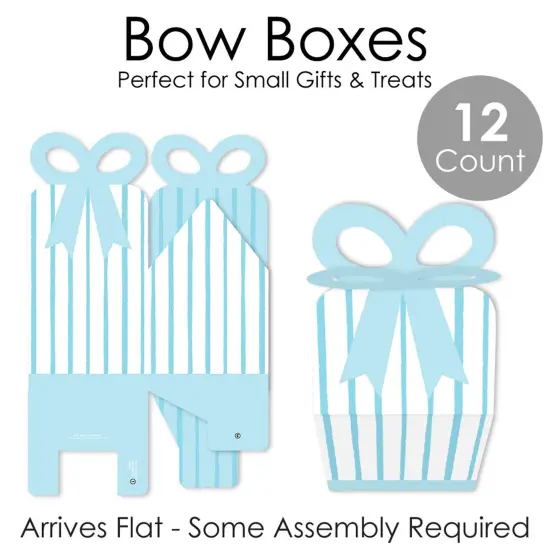 Big Dot of Happiness Blue Stripes - Square Favor Gift Boxes - Simple Party Bow Boxes - Set of 12 {7}