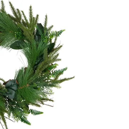 Northlight Real Touch™️ Long Needle Pine and Mixed Foliage Artificial Christmas Wreath - 25" - Unlit Green {3}