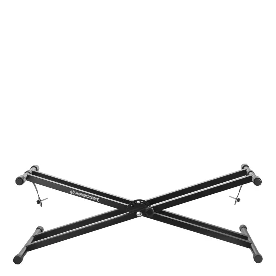 Hamzer Heavy Duty, Double-X Piano Keyboard Stand - Height Adjustable & Portable Brace w/ Non Slip Caps & Durable Locking Straps, Black {4}
