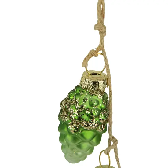 Northlight Dangling Pine Cone Christmas Glass Ornament - 7" - Lime Green and White {5}