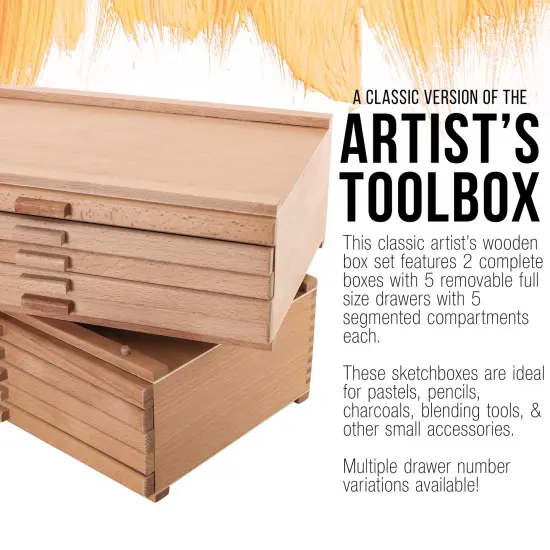 10 Drawer Wood Artist Supply Storage Box - Pastels, Pencils, Pens, Markers, Brushes {4}