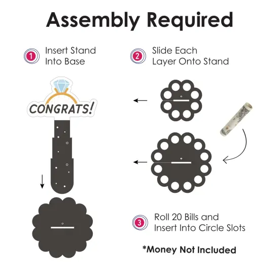 Big Dot of Happiness Just Engaged - Black and White - DIY Engagement Party Money Holder Gift - Cash Cake {6}