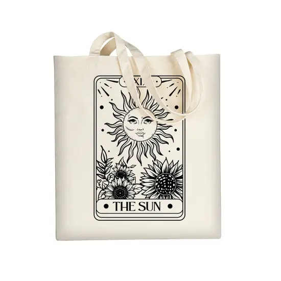 Cute Sun Moon Canvas Tote Bag Aesthetic For Women School Grocery Bag Cotton Cloth Beach Totes Gift For Kids Girl {2}