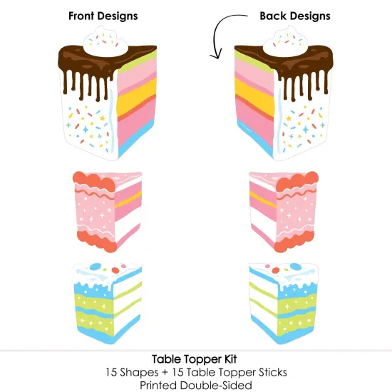 Big Dot of Happiness Cake Time - Happy Birthday Party Centerpiece Sticks - Table Toppers - Set of 15 {7}