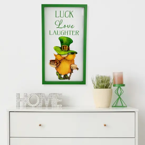 Northlight Luck Love Laughter St. Patricks Day Framed Wall Sign - 18" Green {3}