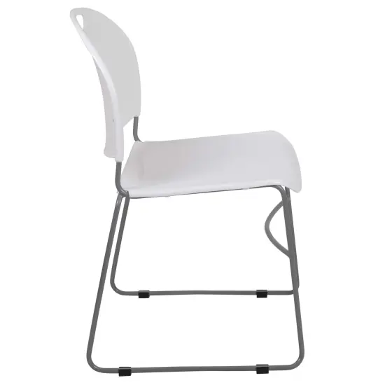 Emma and Oliver Ultra-Compact School Stack Chair - Office Guest Chair/Student Chair WhitePlastic/Silver {5}