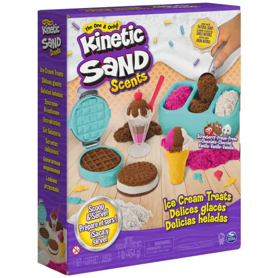 Kinetic Sand Scents, Ice Cream Treats Playset with 3 Colors of All-Natural Scented Play Sand & 6 Serving Tools, Sensory Toys, Christmas Gifts for Kids {2}