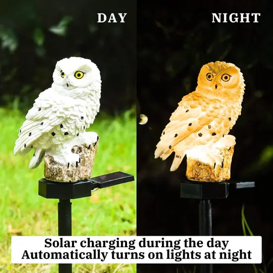 Garden Solar Light Outdoor Decor, Resin Owl Solar LED Light with Stake, Animal Waterproof Light for Flower Fence Lawn Passage Walkway Courtyard Party Decoration, Owl {1}