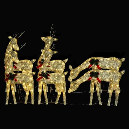 6 pcs Christmas Reindeers with White Mesh Gold {3}