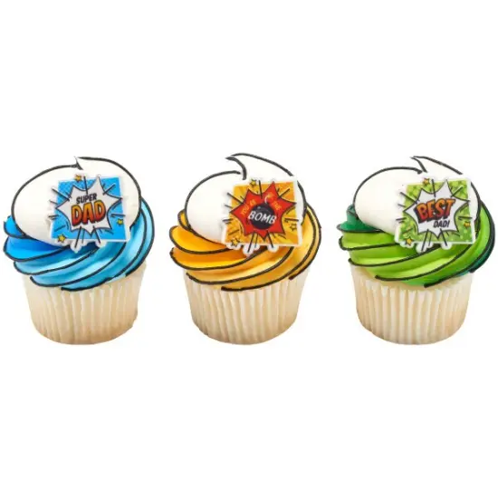 Super Dad Assortment Cupcake Rings, 12ct {3}