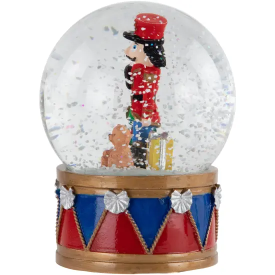 Northlight 6" Nutcracker with Teddy Bear Musical Christmas Snow Globe Red {5}