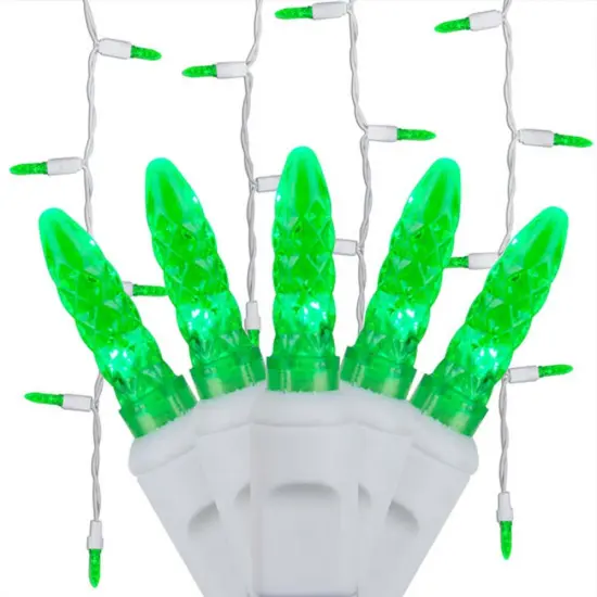 70 Green M5 LED Icicle Light Set with White Wire {1}
