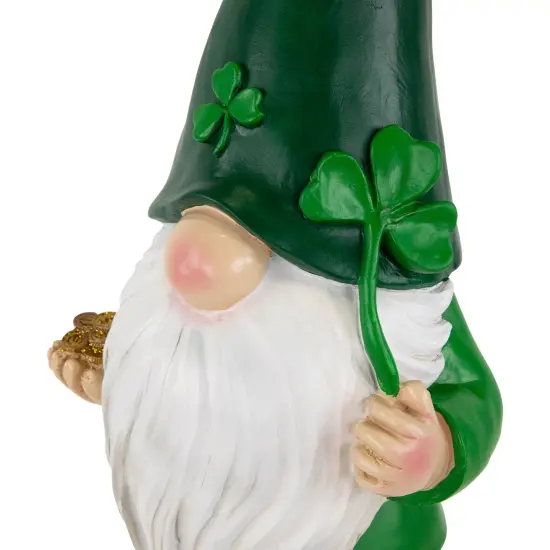 Northlight St. Patrick's Day Shamrock Gnome Outdoor Garden Statue - 16.25" Green {7}