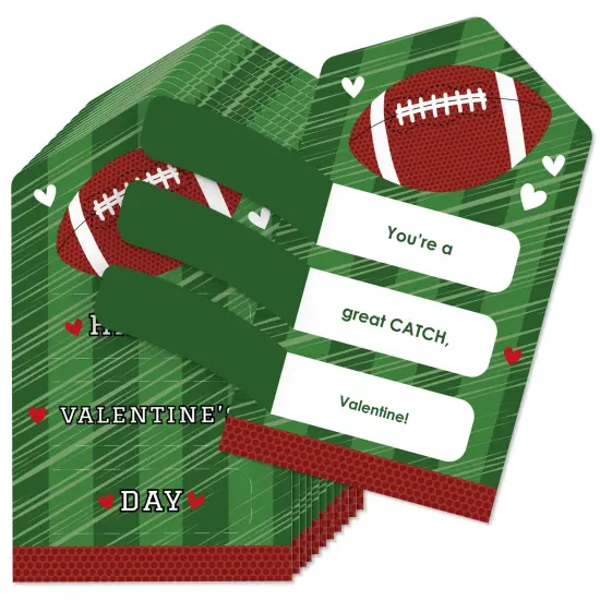 Big Dot of Happiness End Zone - Football - Cards for Kids - Happy Valentine's Day Pull Tabs - Set of 12 {1}