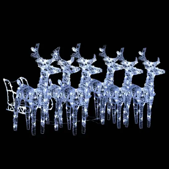 Reindeers & Sleigh Christmas Decoration 320 LEDs Acrylic Cold white {2}