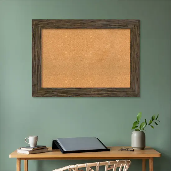 Fencepost Wood Framed Corkboard, Natural Cork Fencepost Brown {5}