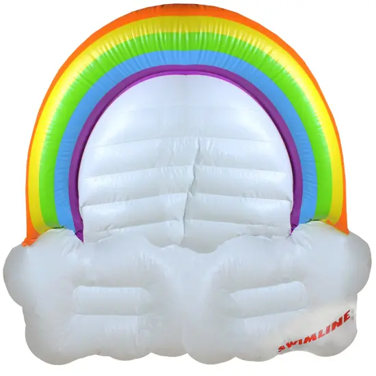 Swim Central Inflatable Rainbow and Clouds Swimming Pool Float Island, 68-Inch White {1}