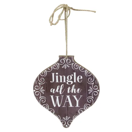 Burton and Burton 5.5" White and Brown Wooden Rustic "Jingle All The Way" Onion Christmas Ornament {1}
