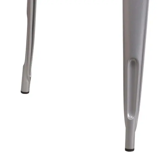 Merrick Lane Nash 31.5" Square Metal Table for Indoor and Outdoor Use Silver {6}