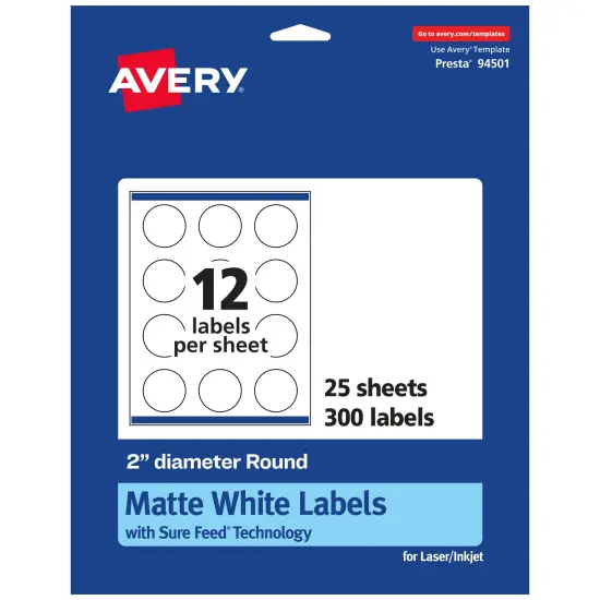 Avery Matte White Round Labels, 2" diameter {7}