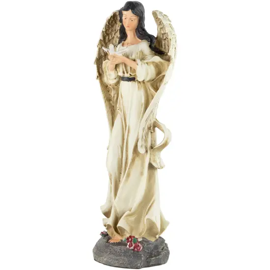 Northlight 13" Peace and Love Angel with Dove Outdoor Garden Statue Beige {3}
