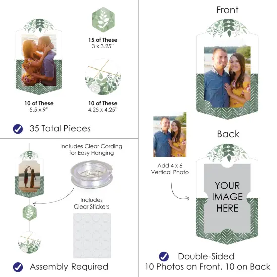 Big Dot of Happiness Boho Botanical - Greenery Party Vertical Photo Garland 35 Pieces {4}