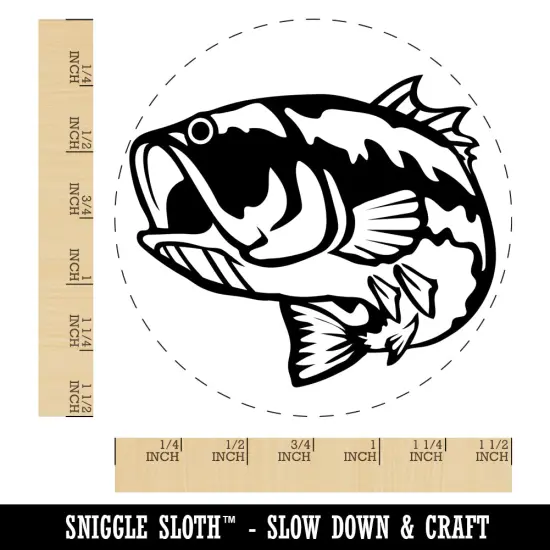Largemouth Bass Fish Fishing Self-Inking Rubber Stamp for Stamping Crafting Planners Black {1}