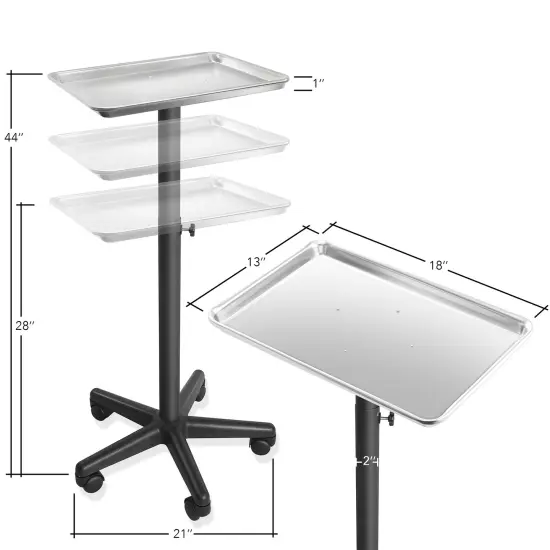 Saloniture Aluminum Salon Instrument Tray, Heavy-Duty Metal Rolling Base {6}