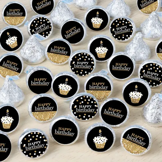 Big Dot of Happiness Adult Happy Birthday - Gold - Birthday Party Small Round Candy Stickers - Party Favor Labels - 324 Count {1}