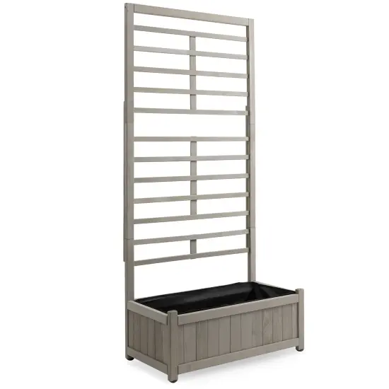 Casafield Wooden Climbing Planter Box -Raised Garden Bed with Trellis Plant Stand for Outdoor {1}