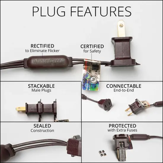 Wintergreen 70 5mm Cool White LED Christmas Lights 4-in Spacing Brown Wire 120v {5}