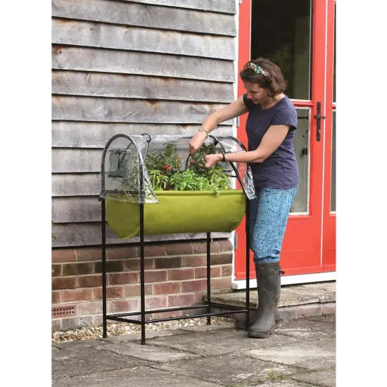 Tierra Garden Easy Table Garden, 2 Vigoroot Planter Troughs, Hidden Self-Watering Reservoir, Protective Poly Cover {5}