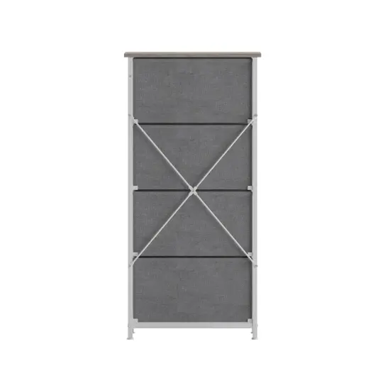 Emma and Oliver Marley 4 Drawer Storage Dresser with Cast Iron Frame, Wood Top and Easy Pull Engineered Wood Drawers with Wooden Handles LightNatDrawer/White {4}