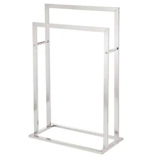 mDesign Metal Tall 2-Tier Free-standing Bathroom Towel Rack {5}