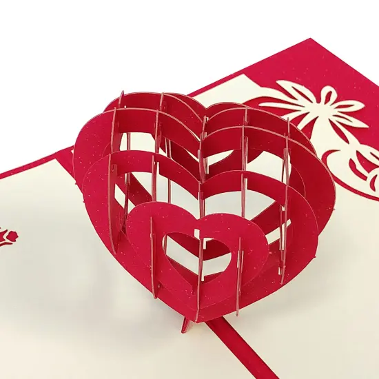 Wrapables (Set of 4) 3D Pop-Up Greeting Cards for Birthday, Thank you, Anniversary, Wedding, Holidays Heart Rose Bloom {4}
