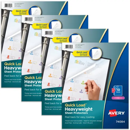 Avery Diamond Clear Page Protectors for 3 Ring Binders, 10 Document Protectors Per Pack, 4 Packs, 40 Protectors Total (74084) {1}
