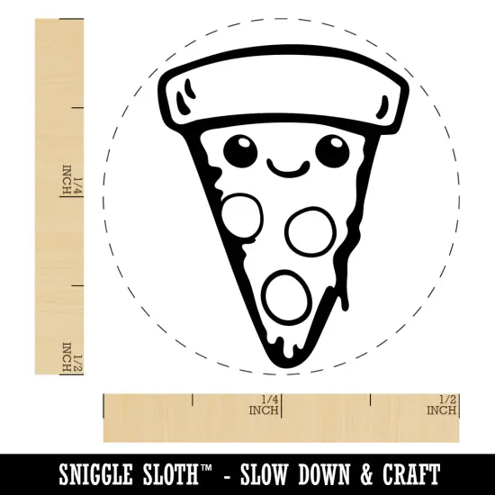 Cute Kawaii Pepperoni Pizza Self-Inking Rubber Stamp for Stamping Crafting Planners Green {1}