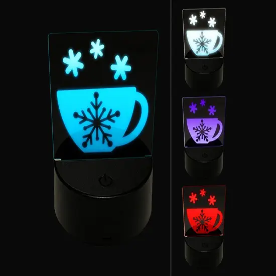 Tea Coffee Cup Snowflake Details Winter 3D Illusion LED Night Light Sign Nightstand Desk Lamp {1}
