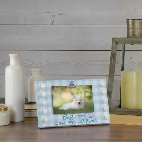 Northlight LED Lighted "Best Friends with Paws" Canvas with Photo Clip - 10.25" White {3}