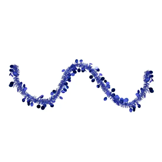 Northlight Tinsel and Polka Dot Commercial Christmas Garland - 50' x 1.5" - Lavish Blue - Unlit {1}