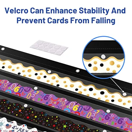 Bulletin Border Storage Pocket Chart for Classroom, Bulletin Board Border Storage, Classroom Organizer with Storage Pockets (Black) {6}