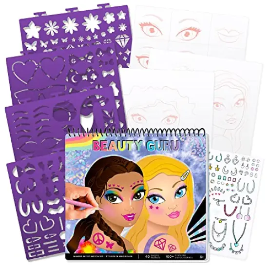 Make-up & Hair Design Sketch Portfolio (11452) Sketchbook for Beginners, Sketchbook with Stencils and Stickers for Ages 6 and Up {2}