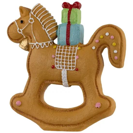 Northlight Gingerbread Rocking Horse with Presents Christmas Figurine - 7.25" Brown {6}